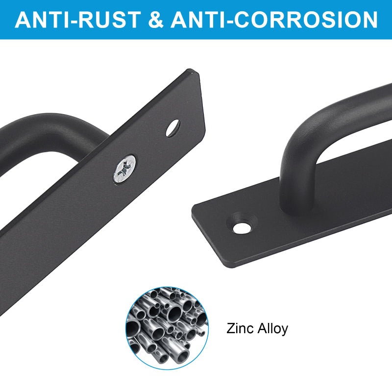 NWUCZW Barn Door Handles 4 Pcs Sliding Door Handle 7.5 Inches Hole Center Black Barn Door Handles Cabinet Handles Door Pull Handle Zinc Alloy Door Pulls with Plate for Sliding Closet Door Handle - Image 5